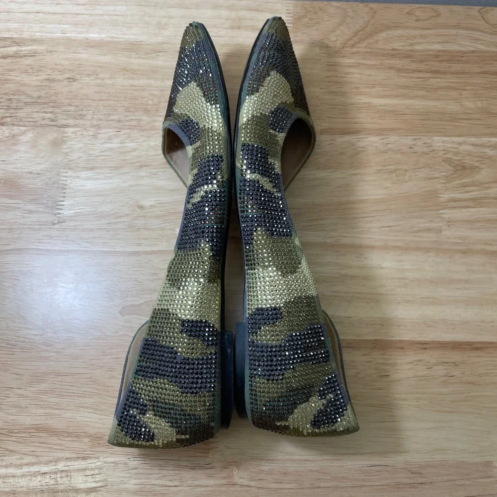 Mix No. 6 Womens Camo Rhinestone d'Orsay‎ Pointed Toe Flats Camo Size 8M
